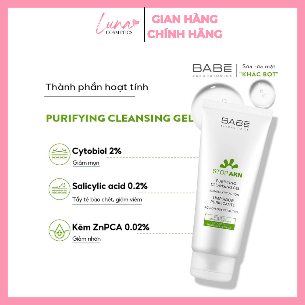 Sữa Rửa Mặt BABE Stop AKN Cho Da Dầu Mụn 200ML-SRM005 - Ảnh 2
